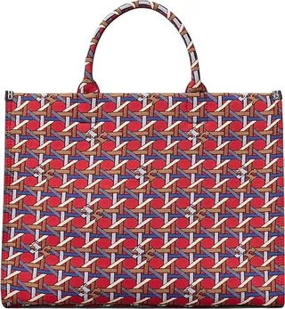 Tory Burch Ella Circular Knit Tote (Red Basket Weave) Handbags