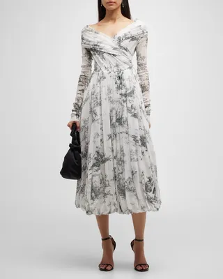 Long Sleeve Balloon Midi Dress