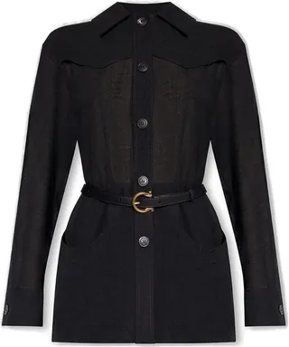 Salvatore Ferragamo Belted-Waist Buttoned Jacket