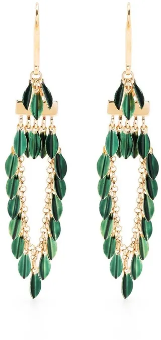 Leaf-Embellished Drop Earrings