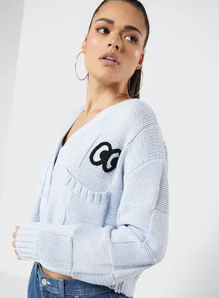 Garter Checkboard Cardigan