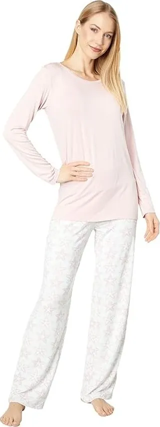 Kickee Pants Long Sleeve Loosey Goosey Tee Pants PJ Set (Fresh Air Fancy Starfish) Women's Pajama Sets