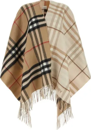 Burberry Checked Fringed-Trim Cape