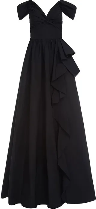 Ruffled Off-Shoulder Gown