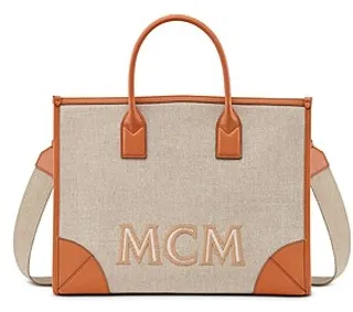 Mcm Large Munchen Tote in Italian Canvas