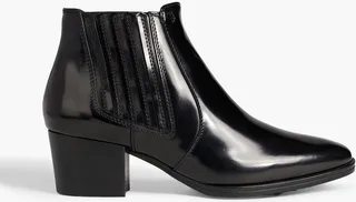 Glossed-leather ankle boots