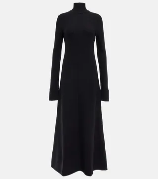 Wool and silk-blend midi dress