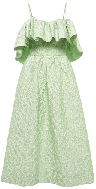 Off-shoulder matelasse midi dress
