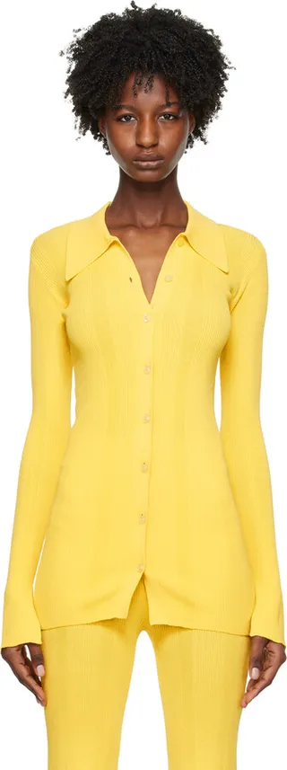 REMAIN Birger Christensen Yellow Refined Cardigan