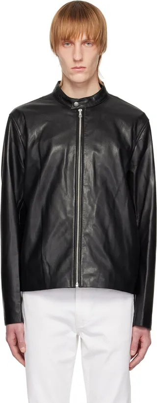 rag & bone Black Archive Café Racer Leather Jacket