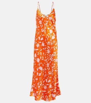 Bella floral silk satin slip dress