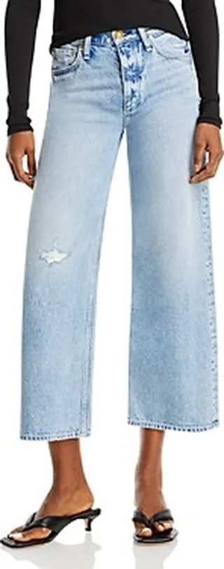 rag & bone Andi Distressed High Rise Wide Leg Jeans in Malvern