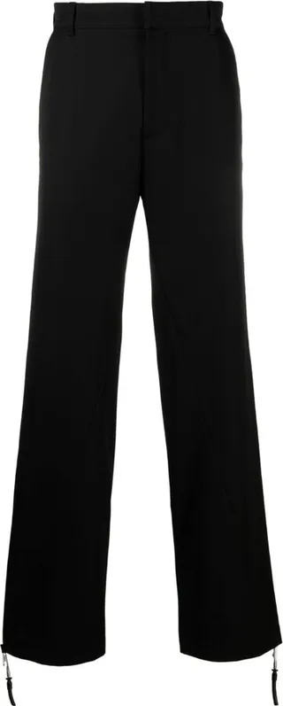 Black Wool Wide-Leg Trousers