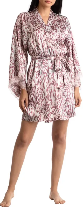Camilla Leopard Print Satin Wrap Robe