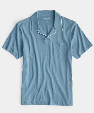 Made in L.A. Tipped Montauk Polo in Oil Blue
