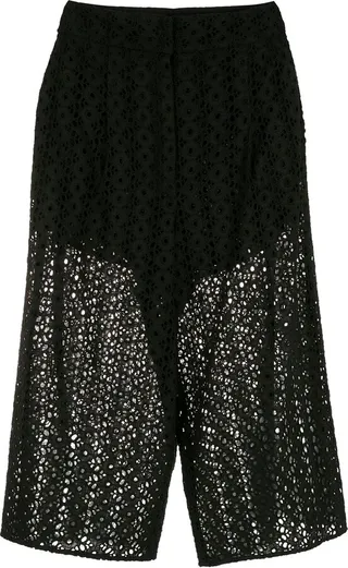 Fantasia pointelle-trim knee-length shorts