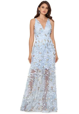 Xscape 3D Embroidered Floral Gown