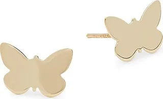 14K Yellow Gold Butterfly Stud Earrings