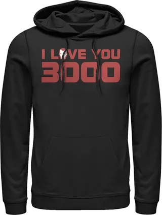 Men's Marvel Love You 3000 Stark Helmet Pull Over Hoodie - Black - Large