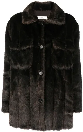 Faux-Fur Button-Up Coat