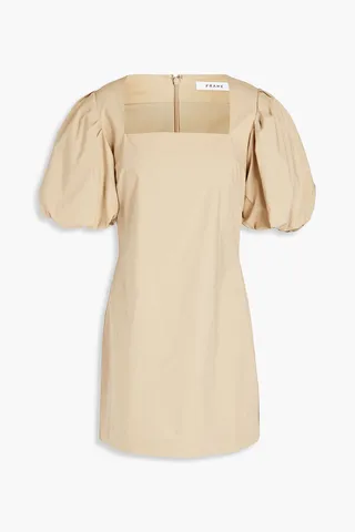 Nina gathered cotton-poplin mini dress