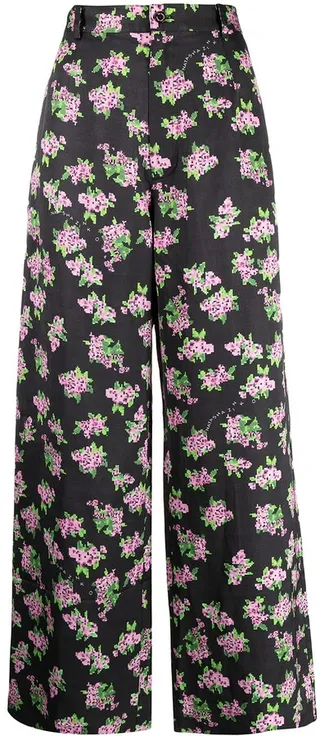 Floral-Print Cropped Trousers