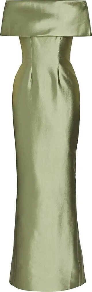 Satin Off-The-Shoulder Trumpet Gown