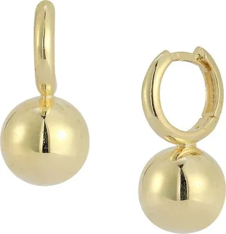 14K Goldplated Sterling Silver Ball Huggie Hoop Earrings