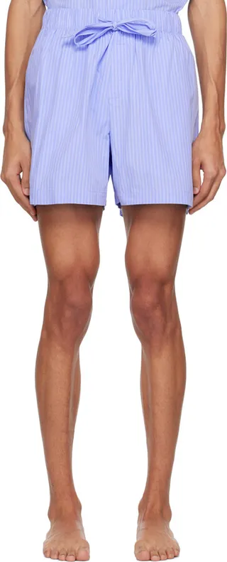 Tekla Blue Oversized Pyjama Shorts