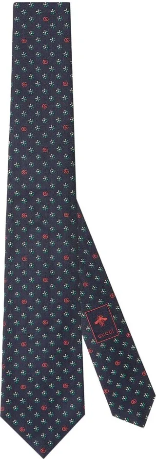 Double G floral-jacquard tie