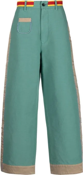 Embroidered Wide-Leg Trousers