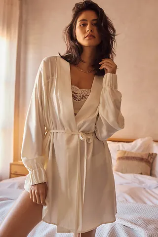 Lunya Washable Silk Robe White
