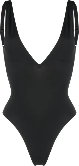 V-neck logo-print bodysuit
