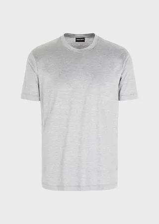 Plain-knit jersey T-shirt in a silk-and-cotton blend