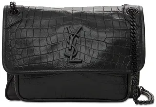 Medium Niki Croc Embossed Leather Bag