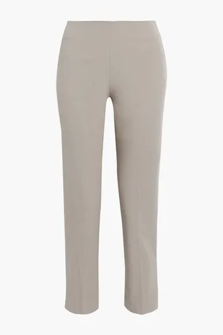 Cropped cotton-blend twill slim-leg pants
