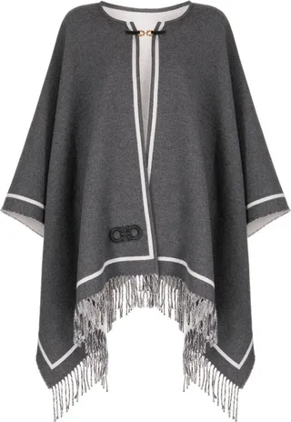 Gancini wool-cashmere knit cape