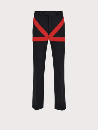 Ferragamo Men Tailored trouser with satin inlay Black
