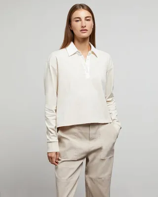 Onia Cropped Rugby Polo - White