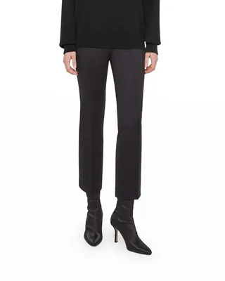 Pinch-Seam Straight-Leg Crop Pants
