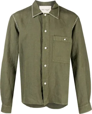 Embroidered-Edge Pyjama Shirt