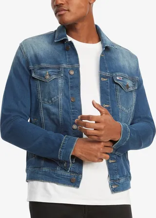 Tommy Jeans Men's Utility Denim Button Up Trucker Jacket