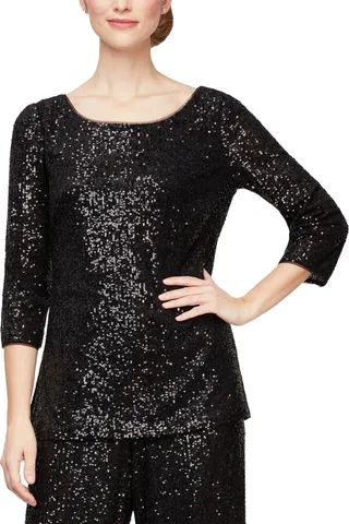 Alex Evenings Sequin-Detail Tunic Blouse