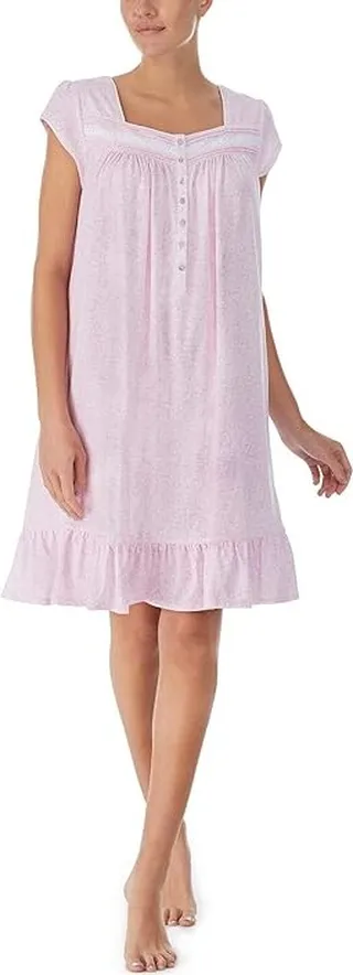 Eileen West 38 Cap Sleeve Gown (Pink Ground Floral) Women's Pajama