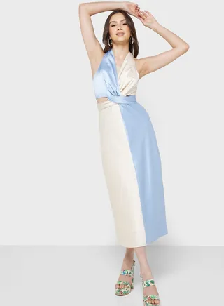 Halter Neck Colorblock Dress