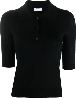 Half-Sleeved Knitted Polo Top