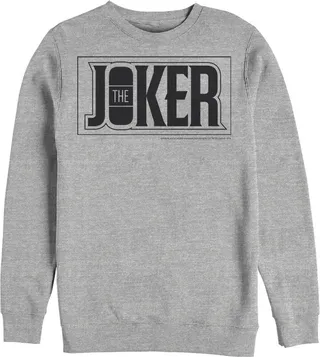 Men's Batman Joker Text Logo Sweatshirt - Athletic Heather - X Large