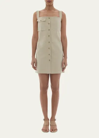 Button-Front Mini Utility Dress