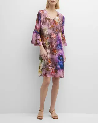 Amethyst Garden Bell-Sleeve Dress
