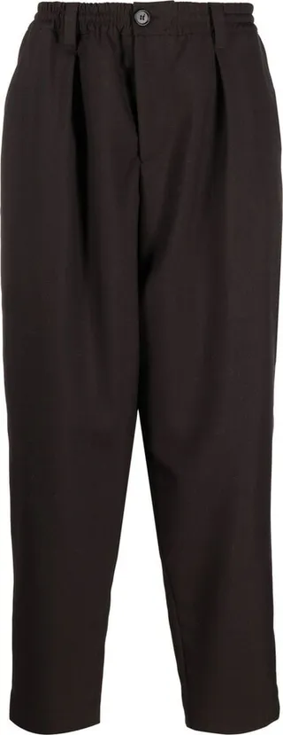 Elasticated-Waist Tapered-Leg Trousers